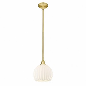 White Venetian - 1 Light Stem Hung Mini Pendant In Modern Style-11.25 Inches Tall and 10 Inches Wide - 1 of 1