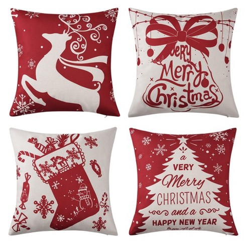 Red Plaid Christmas Throw Pillow Covers (18x18 In, 6 Pack)