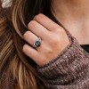 EVERLY JEWELRY | Sterling Silver 8-8.5mm Cultured Tahitian Pearl and 1/5 CT TGW Created White Sapphire Wavy Ring - 4 of 4