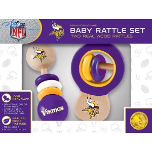 Baby Fanatic Wood Rattle 2 Pack - NFL Minnesota Vikings Baby Toy Set - 1 of 4