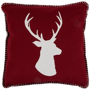 Northlight 18" Maroon and Beige Deer Head Worsted Christmas Square Throw Pillow - 1 of 4