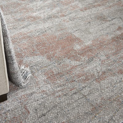 Rustic Textures Light Grey & Rust Abstract Area Rug 7'10" x 10'6"