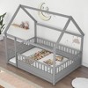 AZL1 Life Concept Beds Full Size Wooden House Frame Floor Bed with Secure Fencing, Playful and Safe Sleep Space for Kids, Grey, 79.53"*59.96"*73.86" - 2 of 4