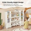Costway 4-Tier Large Storage Cabinet with 6 Cubbies & 8 Removable Bins Bookshelf White/Pink/Gray - 4 of 4