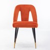 Vynxaria Set of 2 Contemporary Dining Chairs, Orange Velvet Upholstered with Nailhead Trim, Gold-Tipped Black Metal Legs for Dining Room/Kitchen - 4 of 4