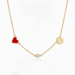 Inez Red Heart Necklace with Diamond & Zodiac Sign - 1 of 1