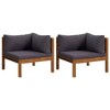 vidaXL Corner Sofa Dark grey Solid acacia wood, 100% polyester Standard - 2 of 4
