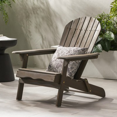 VisioGear Adirondack Chair, Folding Outdoor Chair with Wide Armrests, Patio Lawn Chair for Outside Garden Backyard, Gray, 36.41"*30.31"*33.85"