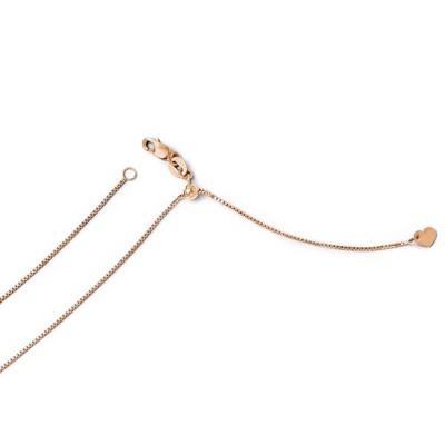 Black Bow Jewelry 0.8mm 14k Rose Gold Adjustable Box Chain Necklace