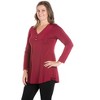 Plus Flared Long Sleeve Henley Tunic Top - 24seven Comfort Apparel™ - 2 of 3