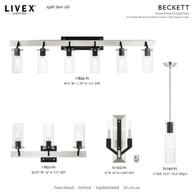 Beckett Brushed Nickel 6-Light Vanity with Clear Square Glass