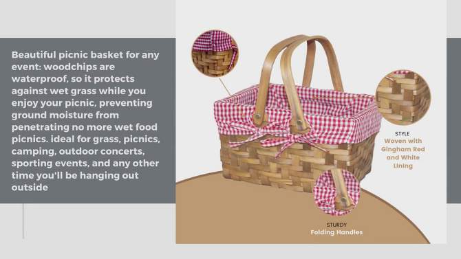 Vintiquewise Small Rectangular Basket Lined with Gingham Lining, 2 of 9, play video