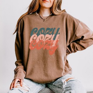 Simply Sage Market Women's Lightweight Garment Dyed Graphic Sweatshirt Retro Cozy Stacked Colorful - 1 of 4