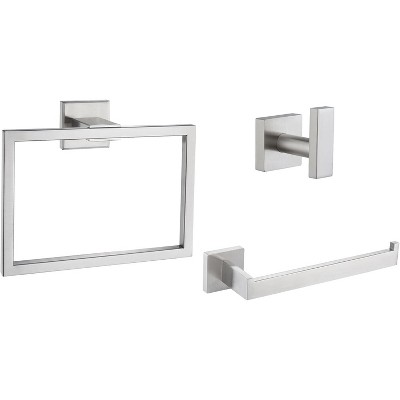 Mixxidea Square Single Towel Hook Bundle with Towel Holder, Square Towel Ring