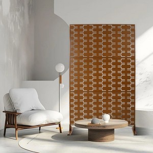 PAGED Privacy Screen Modern Metal Fence Partition Panel with Geometric Pattern for Balcony Garden Room Divider, 76" H×48" W - 1 of 4