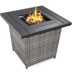 Best Choice Products 28in Propane Gas Fire Pit Table 50,000 BTU Outdoor Wicker w/ Glass Beads, Tank Holder - 1 of 4