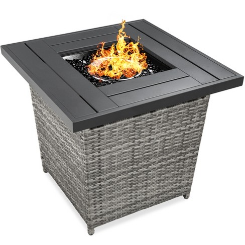 Best Choice Products 28in Fire Pit Table 50 000 Btu Outdoor Wicker Patio W Glass Beads Cover Tank Holder Target