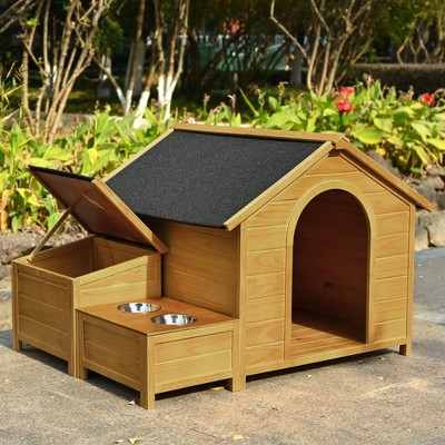 Whisen Large Size Wooden Dog House Dog Crate with Asphalt Roof
