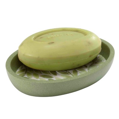 Avanti Green Hand-Painted Resin Leaf Design Soap Dish