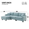 100"W Modern L-Shaped Sectional Sofa, 4 Seat Suede Velvet Couch Set with Free Pillows and Ottoman - ModernLuxe - 3 of 4