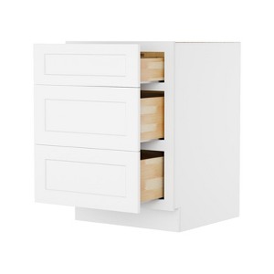 HOMLUX Easy-DIY 24 in D x 34.5 in H in Shaker White Ready to Assemble Drawer Base Kitchen Cabinet With 3-Drawers - 1 of 4