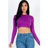 Slickblue Women's Long Sleeve Cropped Top, Crew Neck, Stretch Jersey, Casual Fit, Multiple Color Options, Size S-L - 2 of 4