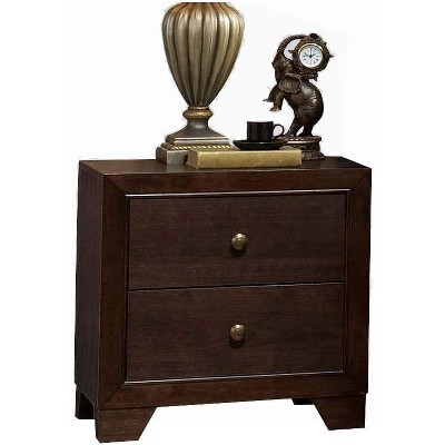 ORRD Nightstand, Solid Wood 2 Drawer Side Table with Sliding Center Metal Drawer