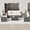 Outdoor Patio Furniture Sofa Sets,7 Piece Rattan Furniture Sectional Couch Set with Glass Coffee Table for Backyard Garden - 3 of 4