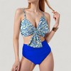 Anna-Kaci Swim Women's Knot Front Bikini Top and High Waist Abstract Print Bottom Two-Piece Swimsuit - 4 of 4