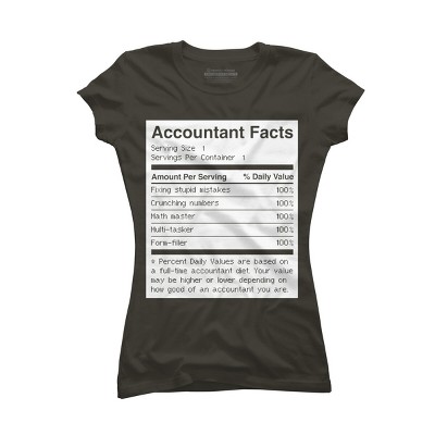 Junior's Design By Humans Accountant Nutrition Facts Label By EJamjar T-Shirt