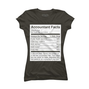 Junior's Design By Humans Accountant Nutrition Facts Label By EJamjar T-Shirt - 1 of 2