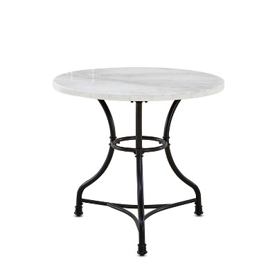 Claire Round Cafe Table White/Black - Steve Silver Co.: 34" Iron Base, Marble Top, Seats 2