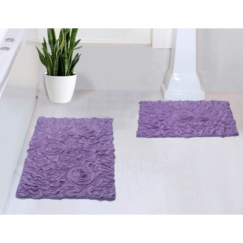 Finest Luxury Washable Nylon Shag Bath Rug, or Set in Purple - On