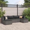 vidaXL Patio Lounge Set with Cushions Sectional Sofa Outdoor 6 Piece Poly Rattan - Gray - 2 of 4