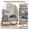 Rocking Chair Nursery, Upholstered Glider Chair with Side Pocket, High Back Comfy Accent Chair with Rubber Wood Legs for Bedroom Living Room - 4 of 4