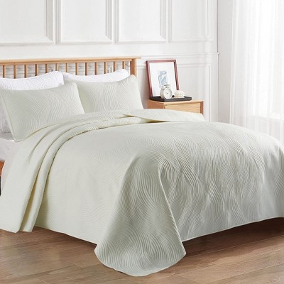 Peace Nest Soft Quilted 3-Piece Coverlet Set Ivory, King — фото 3