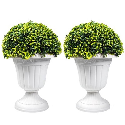 Sunnyglade 2 PCS 17" Artificial Plastic Boxwood Ball Tree, Faux Potted Decorative Topiary Plant