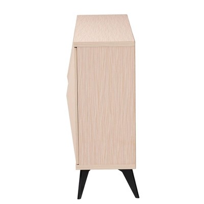 Draper Light Brown and Black Wood 4-Door Sideboard Buffet