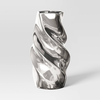 Silver Twisted Ceramic Vase - Threshold™