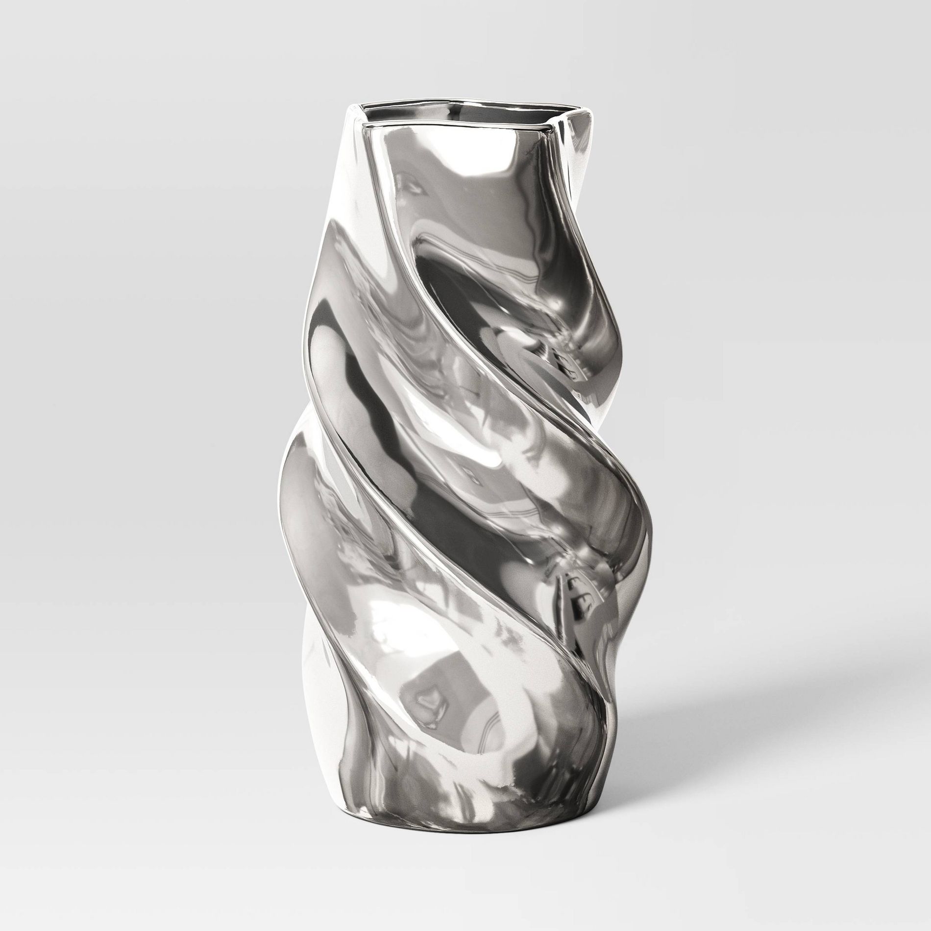 Large Silver Twisted Ceramic Vase - Threshold™
