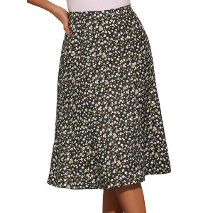 INSPIRE CHIC Women's Print Floral Peasant Elastic Waist A-Line Midi Skirts - 1 of 4