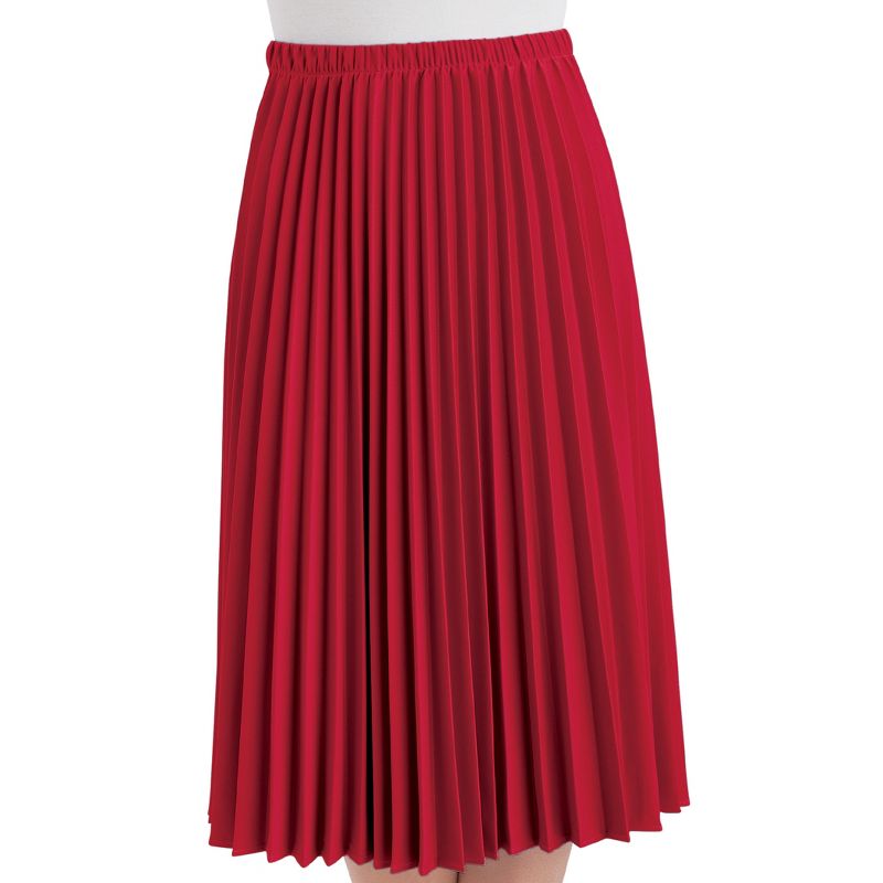 Collections Etc Classic Pleated Mid-Length Jersey Knit Midi Skirt with Comfortable Elastic Waistband, 2 of 4