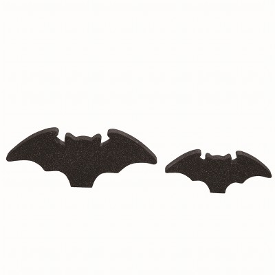 Transpac Wood Black Halloween Bats Block Decor Set of 2