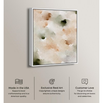Art Remedy Cotton Balls and Cinnamon Abstract Watercolor Canvas, 17" x 21", White Frame