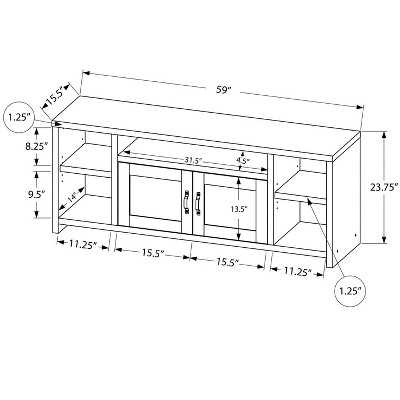 Black Dark Wood 60" Media Console with Cabinet