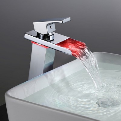Chrome LED Waterfall Single Handle Bathroom Faucet