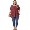 Women's Plus Size Crew Neck Short Sleeve with Pockets Summer Casual Blouses - Agnes Orinda - 3 of 4