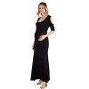 24seven Comfort Apparel Maternity Open Shoulder Maxi Dress - 2 of 4
