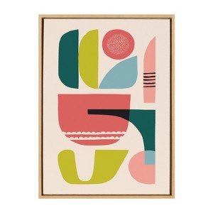 Kate and Laurel Sylvie Mid Century 5 Framed Canvas by Rachel Lee of My Dream Wall, 23x33, Natural - 1 of 4