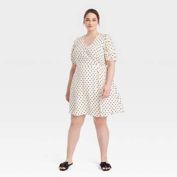 Women's Balloon Short Sleeve Mini Wrap Dress - A New Day™